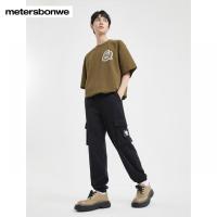 [1件3折价:139.5]美特斯邦威休闲裤男直筒束脚裤卫裤宽松运动裤工装风长裤男