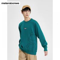 [1件3折价:58.5]美特斯邦威卫衣男士秋冬小熊印花潮流宽松圆领针织套头衫