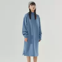 [1件5折价:89.5]美特斯邦威女休闲立领宽松连衣裙中长款秋冬套头纯色打底