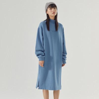 [1件5折价:89.5]美特斯邦威女休闲立领宽松连衣裙中长款秋冬套头纯色打底