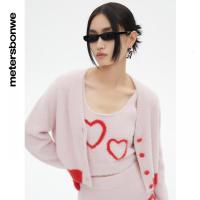 [1件5折价:134.5]美特斯邦威毛织开衫女春季新款修身甜美时尚短款毛衣