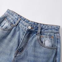 [2件2折价:59]美特斯邦威破洞牛仔裤女百搭夏季直腰洗水开叉宽松裤子女