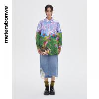 [1件3折价:88.5]美特斯邦威磨边印花长裙女春季新款时尚潮流合体裙子