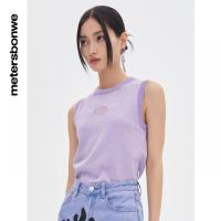 [1件3折价:58.5]美特斯邦威背心女春季新款镂空网纱简约时尚毛织衫背心