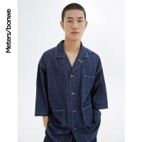 [1件5折价:155]美特斯邦威半袖牛仔衬衫男纯棉新款夏季韩版短袖牛仔外套