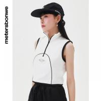 美特斯邦威无袖夏季重磅T恤女时尚修身短款女士运动背心209815