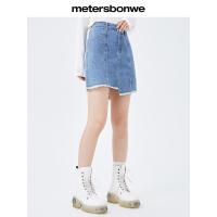 [1件5折价:119.5]美特斯邦威牛仔短裙女夏季不规则半截裙子显瘦a字半身裙