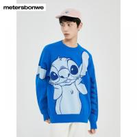 [1件3折价:109.5]美特斯邦威秋季新款撞色提花长袖针织衫慵懒情侣套头上衣