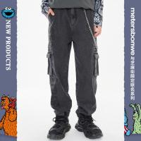 美特斯邦威芝麻街联名牛仔裤男春秋多口袋纯棉男士工装裤