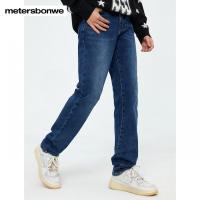 [好货直降:139]美特斯邦威男弹力抓绒标准直筒牛仔长裤
