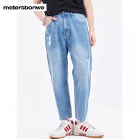 [1件5折价:137.5]美特斯邦威男MOD夏日磨破细节九分萝卜裤