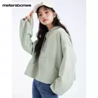 [2件2折价:79]美特斯邦威女基本连帽箱型直筒袖卫衣