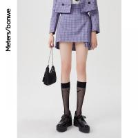 美特斯邦威女时尚不对称高腰百褶半裙