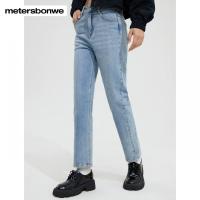 [好货直降:139]美特斯邦威女基本双粒扣牛仔妈咪裤