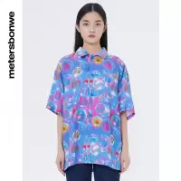 [1件5折价:239.5]美特斯邦威女全身印花短袖衬衫