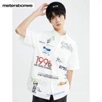 [1件5折价:279.5]美特斯邦威涂鸦满印秀款短袖衬衫