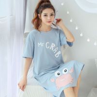 睡裙女夏可爱卡通公主中长款短袖睡裙韩版清新学生宽松外穿连衣裙