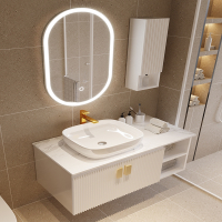 纳丽雅岩板一体盆浴室柜组合现代简约轻奢智能卫生间洗脸洗手洗漱台套装