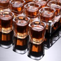 [12只装加厚白酒杯]钢化四方小酒杯啤酒杯烈酒杯一口玻璃杯