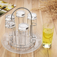 家用玻璃杯水杯套装加厚无铅耐热把杯花茶杯牛奶杯果汁杯啤酒杯