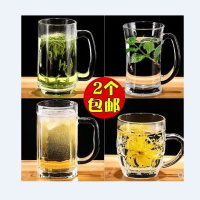 家用啤酒杯子带把玻璃杯 大号扎啤杯酒吧玻璃水杯泡茶杯加厚把杯