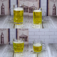 玻璃啤酒杯酒家用带把玻璃杯大号扎啤杯大号喝水泡茶杯牛奶杯