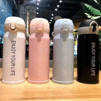 304不锈钢弹跳保温杯女学生韩版可爱简约清新迷你小巧儿童水杯子