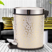 欧式创意带盖不锈钢脚踏式家用厨房纸篓客厅卫生间脚踩大号垃圾桶