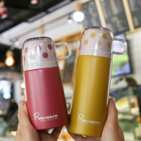 创意带盖可喝水保温杯女ins风男学生文艺简约便携儿童水杯子可爱