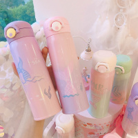 甜美少女心保温杯女ins原宿风大容量可爱简约水杯韩版清新创意萌