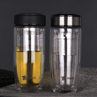 玻璃杯双层水杯茶杯办公水晶商务便携保温车载过滤隔热泡茶杯子