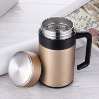 [泡茶+真304内胆]大容量304不锈钢保温杯直身杯 男士商务保温杯 办公水杯 带有手柄过滤网真空 不锈钢泡茶杯定制