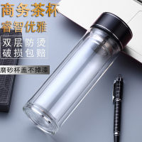 创意透明双层玻璃杯子耐热泡茶杯男女士商务办公水杯便携车载水杯