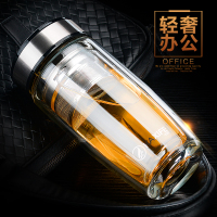 卡西菲kaxifei 双层玻璃杯创意车载水杯 350ml时尚办公杯隔热耐高温白领泡茶杯男女士商务礼品杯子