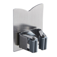 丹乐DANLE 免打孔304不锈钢拖把架强力拖把夹扫把架厨房收纳层架浴室卫生间拖把收纳架多功能挂钩粘钩