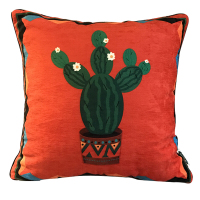 绒布仙人掌红色抱枕靠垫地中海客厅抱枕套文艺沙靠枕靠背不含芯