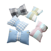 原创蝴蝶结腰枕ins少女心抱枕北欧可拆洗靠垫公主韩国沙靠枕淡蓝格子蝴蝶机腰枕35x45含芯