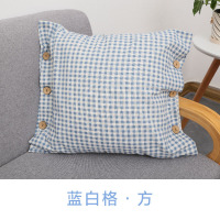北欧棉麻纽扣ins风抱枕套沙办公室椅子护腰靠垫靠枕床头汽车