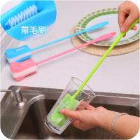 日式加长柄双面刷毛海绵强力去污杯刷 洗杯子清洁刷 瓶刷长瓶刷子