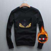 秋冬潮流烫钻卫衣男士宽松大码加绒套头卫衣长袖T恤男装上衣外套