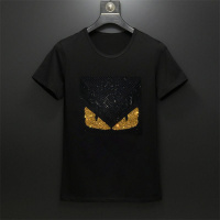 夏季男装青年烫钻奥代尔棉短袖T恤欧洲站大码弹力修身潮牌上衣T恤