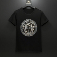 夏季社会小伙短袖烫钻T恤男奥代尔丝光棉T恤修身欧洲站男装上衣潮