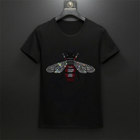 夏季社会青年潮牌小蜜蜂烫钻短袖T恤男圆领修身男装上衣打底衫T恤