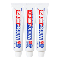 狮王(Lion) 日本进口white&white牙膏牙刷去烟渍洁净去牙结石清新口气 薄荷味150g 三支装