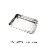 不锈钢加厚托盘 长方形烧烤盘餐盘菜盘 家用餐具饭盘平盘饺盘子