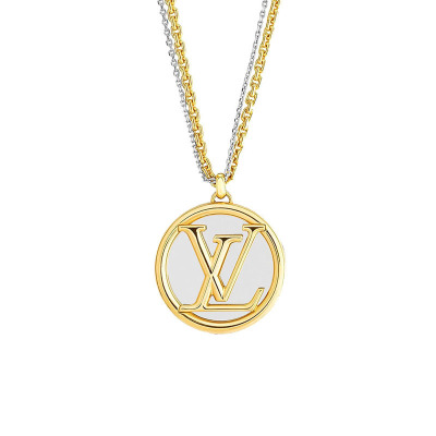 louisvuitton路易威登女士时尚项链金色圆形 lv 标识louise 长项链m