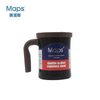 美派斯（maps）喷塑KF03-350咖啡杯办公杯保温真空内外304不锈钢（350ML）黑色