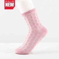 溜哒象LIUDAXIANG[5双装]混色短袜潮流欧美织花冬季新款中筒纯棉女袜