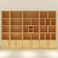 书架简易落地全实木书柜简约客厅储物收纳柜家用书橱学生置物书架