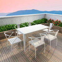 户外塑木桌椅白色花园庭院露台阳台别墅简约个性铁艺防水防嗮桌椅